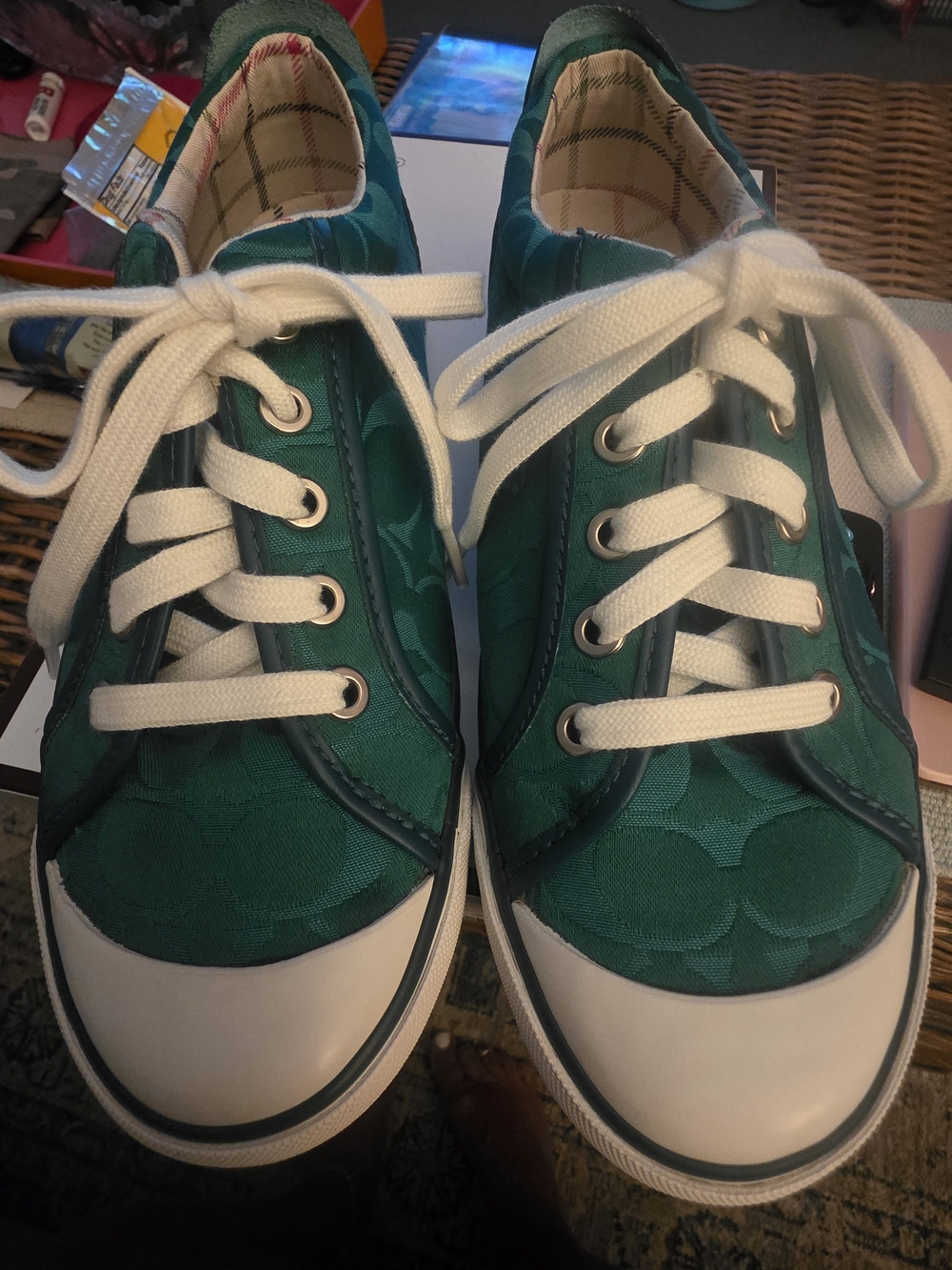 Coach Signature Canvas Sneakers - Green *RARE*